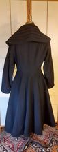 Load image into Gallery viewer, Women&#39;s Vintage Coat-50s Lilli Ann Classic Black Fit Flare Dramatic Collar Thick Wool Full Skirted Princess Price: