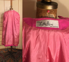 Load image into Gallery viewer, Vintage 60s Pink Lilli Ann Wool Coat with Fox Fur Collar Princess Mod Audrey Hepburn Jackie Kennedy Flexible Size Loose Fit