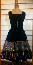 Load image into Gallery viewer, Vintage 1950s 50's Full Skirt Velvet Hand Painted Two Piece Set Sequined Fit and Flare Novelty Print Fancy Medium Large Mexican Skirt