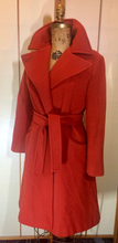 Load image into Gallery viewer, Vintage Orange Wool Coat with Brooch Fit and Flare Small X-Small Sienna Burnt Orange
