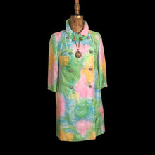 Load image into Gallery viewer, 60’s Shift Dress and Coat Set by I. Magnin Pastel Floral Pink Blue Crystal Buttons