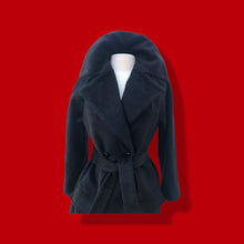 Load image into Gallery viewer, Black Lilli Ann Wool Double Breasted Basic Black Belt Coat