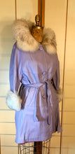 Load image into Gallery viewer, 60S 70S Women&#39;s Lavender Purple Leather Fox Fur Coat Mod Flexible Size