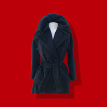 Load image into Gallery viewer, Black Lilli Ann Wool Double Breasted Basic Black Belt Coat