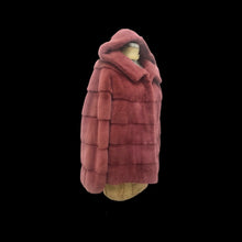 Load image into Gallery viewer, Pink Mauve Muted Mink Coat Bomber Hoodie Casual Elegant With Whole Mink Skins