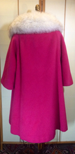 Load image into Gallery viewer, 50S 60S Mohair Pink Magenta Swing Coat Silver Norwegian Fox Fur S/M/L Pinup