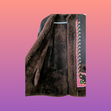 Load image into Gallery viewer, 70’s Embroidered Suede Afghan Boho and Shearling Polish Coat