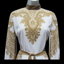 Load image into Gallery viewer, 70’s I Magnin Gold Dress Eastern Sari Influenced Couture