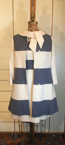 60s Vintage Coat Dress Lilli Ann Mod Striped A Line Jackie Kennedy