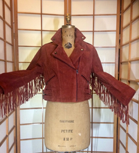 Load image into Gallery viewer, Vintage Fringe Southwester Cowgirl Hipster Suede Coat Jacket Burnt Orange S/M