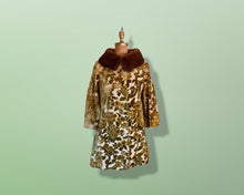 Load image into Gallery viewer, 60’s Vintage Women's Coat- 60s Heavy Velvet Floral Green Tapestry Carpet Lilli Ann Coat Mink