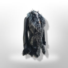 Load image into Gallery viewer, Coat Black Leather and Curly Lamb Fit and Flare Made in Italy