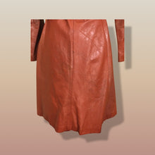 Load image into Gallery viewer, 70’s Butterscotch Leather Trench Coat with Gold Detail Made in Israel