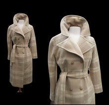 Load image into Gallery viewer, Vintage Pendleton Plaid Beige Neutral Wrap Coat
