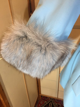 Load image into Gallery viewer, Vintage Coat Jacket- Lilli Ann 60s Baby Blue Mod Cape Fox Fur Bell Sleeve Angel Sleeve Light Spring Princess Mad Men S/M
