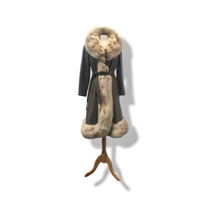 70’s Leather Spotted Fox Fur Wrap Boho Princess Coat