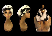 Load image into Gallery viewer, New Jaguar Mink Head Wrap/Collar White Black