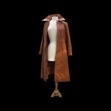 Load image into Gallery viewer, Vintage Leather Cape Coat Butterscotch Trench Spy