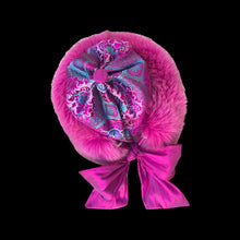 Load image into Gallery viewer, Pink Fox Fur Himalayan Hat Brocade Silk Iridescent