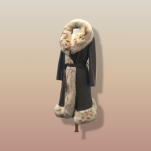 Load image into Gallery viewer, 70’s Leather Spotted Fox Fur Wrap Boho Princess Coat