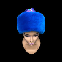 Load image into Gallery viewer, Cobalt Blue Silk and Mink Brocade Hat