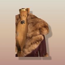 Load image into Gallery viewer, Reserved- Massive Sable Collar and Ultra Soft Bergundy Maroon Leather Feather Light Coat