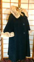 Load image into Gallery viewer, 60 Mod Mink Scallop Swing Coat ---Boucle Nubby Wool Free Size