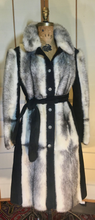 Load image into Gallery viewer, Cross Mink Black Suede Leather Trench Russian Princess Fit and Flare Made in Germany 60's 70s S/M