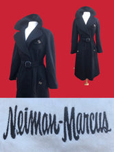 Load image into Gallery viewer, Neiman Marcus Wool Black Fitted Flare Coat Hardware