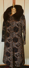 Load image into Gallery viewer, Tapestry Brocade Mink Swing Carpet Coat Mod 60s Elegant Couture S/M
