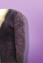 Load image into Gallery viewer, 70’s Vintage Deep Purple Suede and Shearling Boho Princess Penny Lane Coat