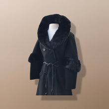 Load image into Gallery viewer, 60’s does 30’s Vintage Black Pure Wool Princess and Mink Coat