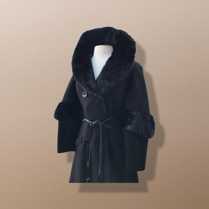 60’s does 30’s Vintage Black Pure Wool Princess and Mink Coat