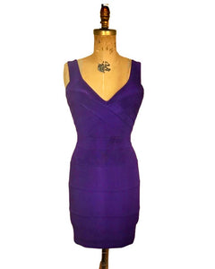 80’s 90’s Purple Bandage Tadashi Dress Fitted