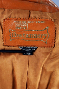 70's Butterscotch Leather Spy Trench Coat Montgomery Ward Highly Detailed Large Rare Size Hippy Chic