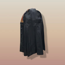 Load image into Gallery viewer, 70’s Black Patchwork Leather Trench Coat Spy