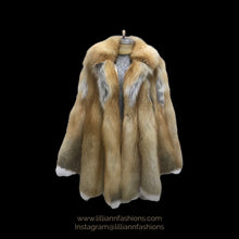 Load image into Gallery viewer, Red Fox Fur Coat with White Scalloped Tips