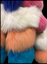Load image into Gallery viewer, Rainbow Candy Fox Fur Jacket Coat Blue Pink