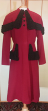 Load image into Gallery viewer, 40s Deep Red New Look Cape/Capelet Coat Wool with Persian Karakul Lamb 3 Styles in 1 S/M Film Noir Victorian Steampunk Valentine&#39;s Day