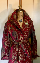 Load image into Gallery viewer, Red Gold Velvet Tapestry Carpet Coat Princess Light Small Medium Spring Fall Holiday