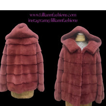 Load image into Gallery viewer, Pink Mauve Muted Mink Coat Bomber Hoodie Casual Elegant With Whole Mink Skins