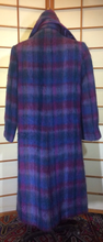 Load image into Gallery viewer, 70s 80s Mohair Plaid Purple Blue Pink Coat with Matching Scarf M/L