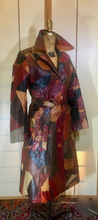 Load image into Gallery viewer, Vintage 70s Patchwork Mosaic Leather Duster/Trench/Coat Hippy S/XS Fit Flare Penny Lane Michael Kors Studio 54 Melania