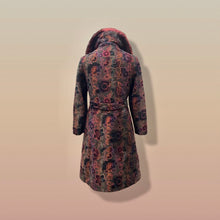 Load image into Gallery viewer, 60’s Vintage Coat Floral Tapestry Carpet Mink Collar Colorful