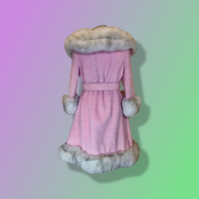 Load image into Gallery viewer, 60s Baby Pink Lilli Ann Princess Mod Double Breasted Norwegian Silver Fox Fur Coat Thick Wool Swing or Fit and Flare