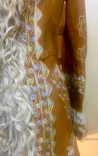 Load image into Gallery viewer, 70s Afghan Suede Curly Lamb long Genuine Made in Turkey Pastel Floral Penny Lane Hippy Almost Famous 100% Sheepskin XS S Princess Boho