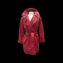 Load image into Gallery viewer, Lipstick Red Leather Trench Spy Coat