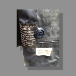 70’s Spy Trench Leather Coat with Removable Shearling Collar Dark Blue