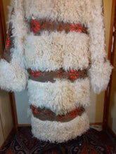Load image into Gallery viewer, Tamara Vintage Women's Curly Lamb Shaggy Mongolian Coat Embroidered Suede White Brown Red Flowers Afghan Ethnic Hippy Boho Hipster Princess