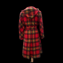Load image into Gallery viewer, Vintage 60’s 70’s Red Plaid Hooded Wool Belted Coat